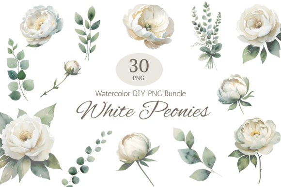 Download White Peony Wedding Clipart Bundle - Bundle Collection