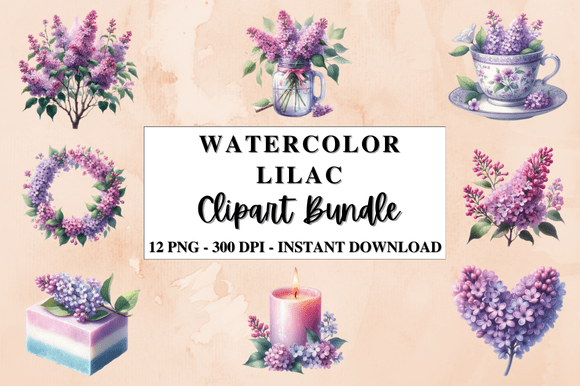 Download Watercolor Lilac Clipart Bundle - Bundle Collection
