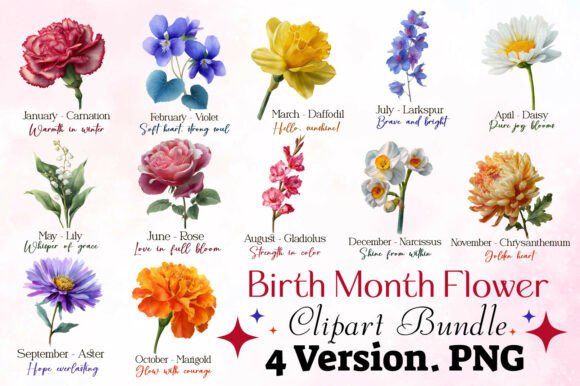 Download Birth Month Flower Clipart Bundle - Bundle Collection