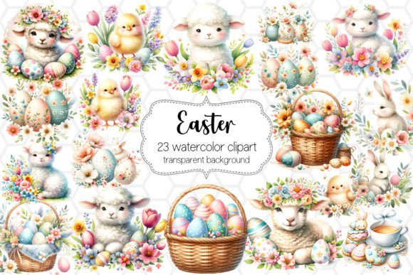 Download Cute Easter Clipart Bundle PNG Designs - Bundle Collection