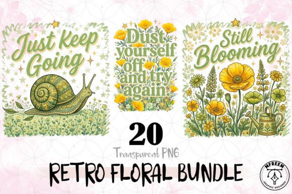 Download Retro Motivational Floral Bundle PNG - Bundle Collection