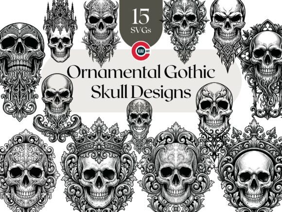 Download Ornamental Gothic Skull SVG Bundle - Bundle Collection