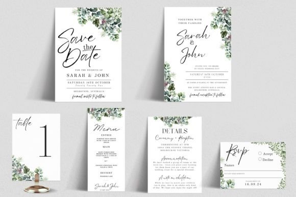 Download Eucalyptus Wedding Invitation Bundle - - Bundle Collection