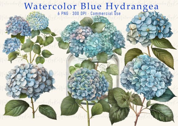 Download Blue Hydrangea Floral Bundle Clipart - Bundle Collection