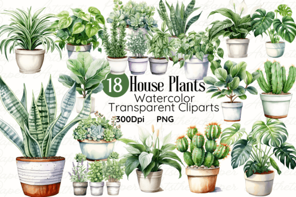Download Watercolor House Plants Clipart Bundle - Bundle Collection