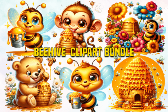 Download Beehive Clipart Bundle, Honey Bee Bundle - Bundle Collection