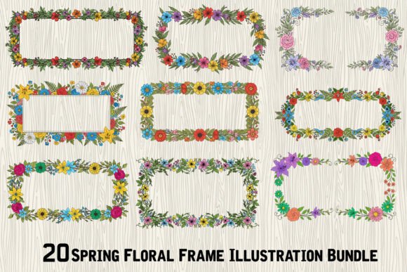 Download Spring Floral Frame Illustration Bundle - Bundle Collection