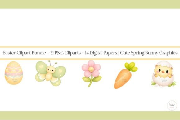 Download Cute Easter Clipart &amp; Papers Bundle - Bundle Collection
