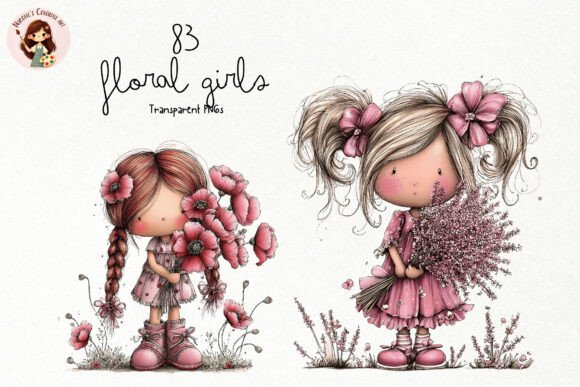 Download Pink Floral Girls PNG Clipart Bundle - Bundle Collection