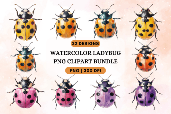Download Watercolor Ladybug PNG Clipart Bundle - Bundle Collection