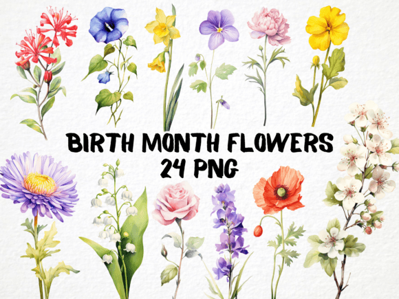 Download Birth Month Flower Clipart Bundle - Bundle Collection