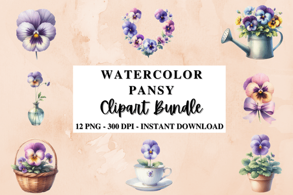 Download Watercolor Pansy Clipart Bundle - Bundle Collection