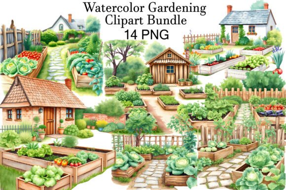 Download Watercolor Gardening Clipart Bundle - Bundle Collection