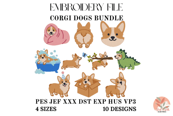Download Mini Corgi Embroidery Bundle 10 Design 2 - Bundle Collection
