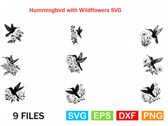 Download Hummingbird with Wildflowers SVG Bundle - Bundle Collection