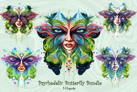 Download Psychedelic Butterfly Cliparts Bundle - Bundle Collection