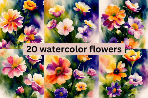 Download 20 Watercolor Flowers Bundle - Bundle Collection
