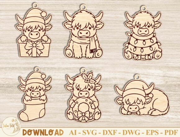Download Christmas Cow Ornaments SVG Bundle - Bundle Collection