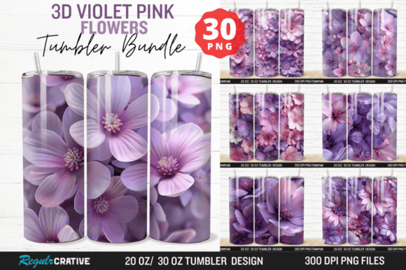 Download Violet Pink Flowers Tumbler Wrap Bundle - Bundle Collection