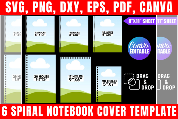 Download 6 Spiral Notebook Cover Template Bundle - Bundle Collection