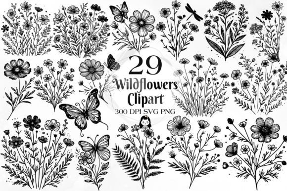 Download Wildflowers SVG PNG Clipart Bundle - Bundle Collection