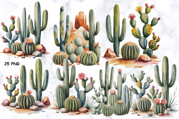 Download Cactus Watercolor Plants Clipart Bundle - Bundle Collection