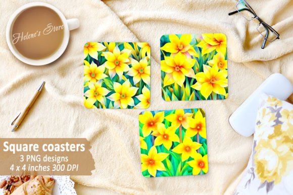 Download Yellow Daffodil Flosers Square Coasters - Premium Resources