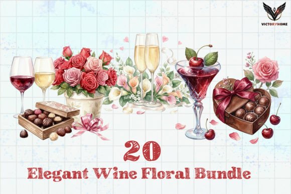 Download Elegant Wine Floral Bundle PNG - Bundle Collection