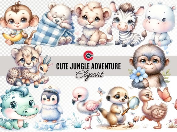 Download Cute Safari Animals Clipart Bundle - Bundle Collection